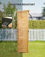 Gizoon Outdoor Storage Cabinet with 3 Shelves, Double Lockable Wooden Garden Shed with Waterproof Roof, Outside Vertical Tall Tool Shed for Yard Patio Lawn Deck-Natural Gizoon