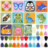 Pllieay 10-in-1 Cross Stitch Beginner Kit for Kids, Embroidery Kit Includes 10pcs Plastic Mesh Canvas with Pattern, 15 Yarns, 5 Weaving Needles, Needle Points Starter Sewing Set with Instructions Pllieay