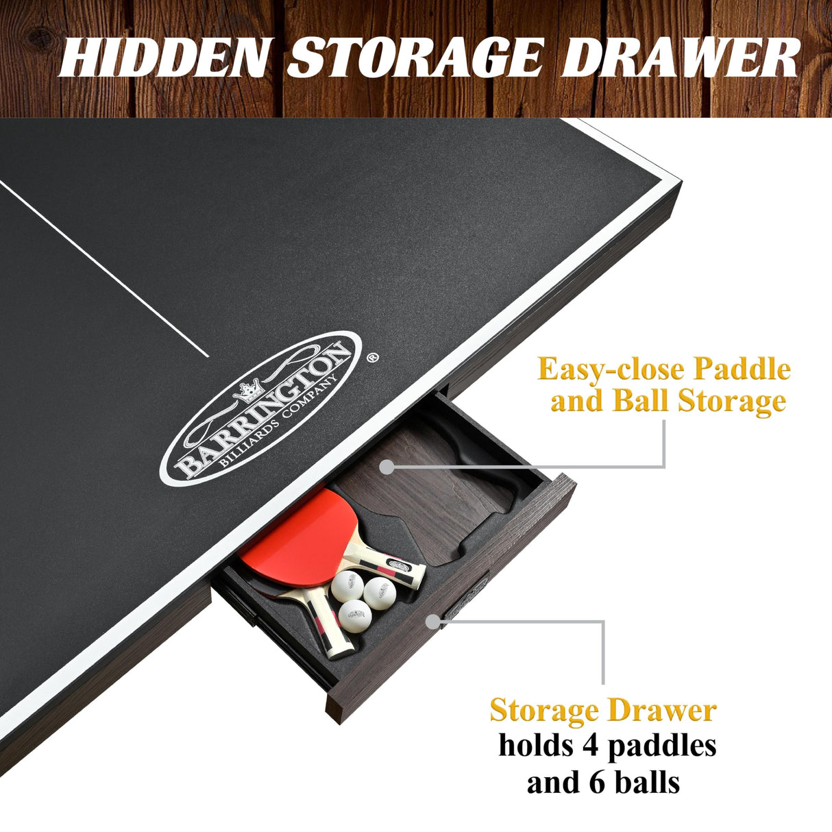 Barrington Billiards Fremont Collection Official Size Table Tennis Table, Black Top/Brown Frame Barrington Billiards