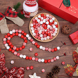 180 Pcs Candy Cane Wood Beads 16mm Christmas Wooden Beads Colorful Round Craft Beads with Holes, Christmas Dotted Striped Farmhouse Spacer Wood Beads for Christmas Party Holiday DIY Garland Jewelry Lucomb