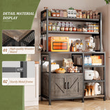 EnHomee Bakers Rack with Power Outlet, 6 Tier Coffee Bar with Storage Cabinet, Microwave Stand with Side Hooks, Utility Shelf for Kitchen EnHomee