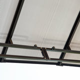 Outsunny 10' x 12' Hardtop Gazebo Canopy with Polycarbonate Roof, Aluminum Frame, Permanent Pavilion Outdoor Gazebo with Netting, for Patio, Garden, Backyard, Deck, Lawn, Off-White Outsunny