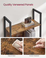 VASAGLE 5-Tier Bookshelf, Book Shelf, Industrial Bookcase, with Steel Frame, for Living Room, Home Office, Bedroom, 9.4 x 24.4 x 65 Inches, Rustic Brown and Black ULLS025B01 VASAGLE