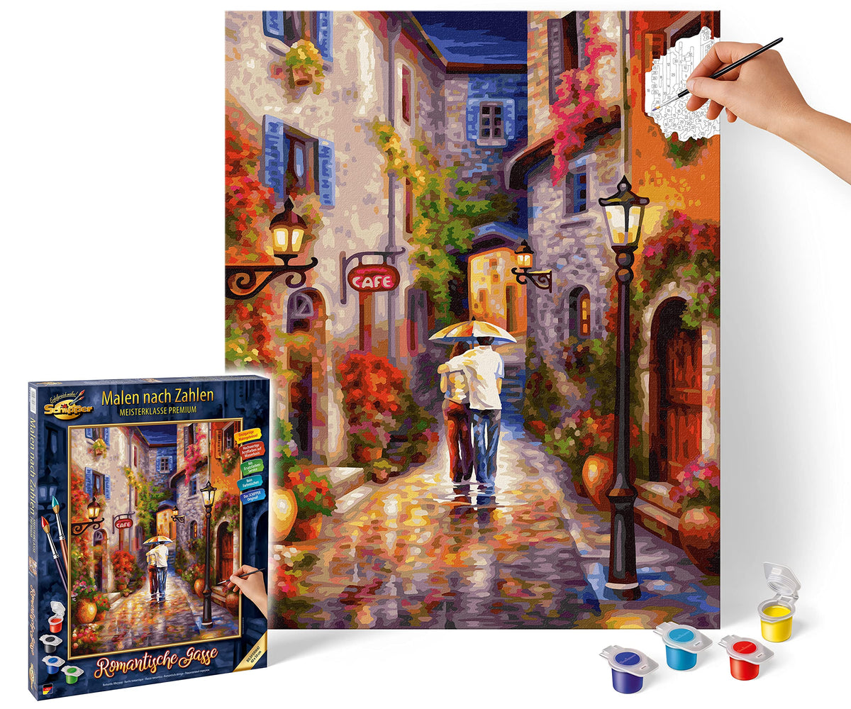 Noris Spiele MNZ-Romantische Schipper Paint Numbers – Romantic 609130788 Gasse, 40 x 50 cm Multicoloured, Colourful, 40x50 cm noris