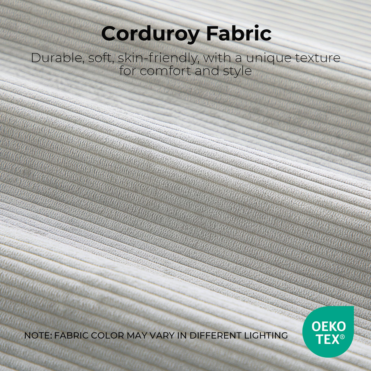 LIKIMIO 118" Modern L-Shaped Modular Sectional Sofa for Living Room, Corduroy Upholstery Beige, Oversized 3-Seater Couch with Deep Seat and Movable Ottoman – No Assembly LIKIMIO