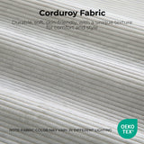 LIKIMIO 118" Modern L-Shaped Modular Sectional Sofa for Living Room, Corduroy Upholstery Beige, Oversized 3-Seater Couch with Deep Seat and Movable Ottoman – No Assembly LIKIMIO