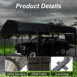 Chilihom Car Port Metal Carport 12 ×20 FT Heavy Duty Carport Kit, Metal Garage Carport Canopy with Galvanized Steel Roof & Frame，Car Tent Outdoor Storage Shed for Car, Boats and Truck, Charcoal Chilihom