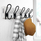 Dseap Coat Rack Wall Mounted - Heavy Duty Farmhouse Rustic Wall Coat Hanger with 5 Wire Hooks for Clothes Hat Jacket Towel, RusticWire, J1-5A, Whitewash & Black Dseap