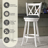Callales 29" Swivel Bar Stools Set of 2, Swivel Counter Height Stools with Back & Solid Wood Footrest, Wooden Barstools for Kitchen Island, Home Bar, Antique White (Antique White, 29" Bar Height) Callales