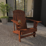 Outsunny Wooden Adirondack Chair, Outdoor Patio Lawn Chair with Cup Holder, Weather Resistant Lawn Furniture, Classic Lounge for Deck, Garden, Backyard, Fire Pit, Brown Outsunny