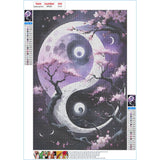 QINRUBB DIY Tai Chi Diamond Art Kit for Adults Beginners, Full Drill Yin Yang Diamond Painting Kits, 5D Cherry Blossom Painting by Numbers DIY Sun and Moon Craft Kits for Home Wall Decor 12x16 inch QINRUBB