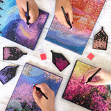 ArtSkills Diamond Painting Kit, Diamond Art Ready to Hang Framed Canvas with Storage and Accessory Kit, Northern Lights, 3 Stretched Canvas Panels, 14” x 7” Each ArtSkills