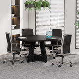 Tribesigns 47-Inch Round Conference Table for 4-6 People, Wooden Meeting Room Table with Thicken Tabletop and Wood Base (Black) Tribesigns