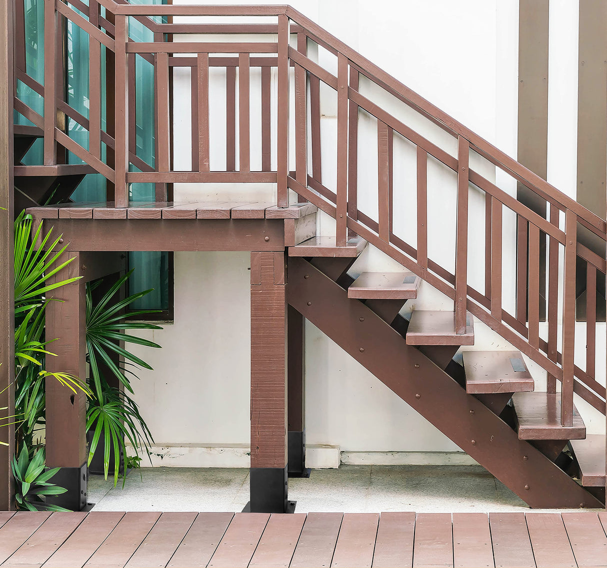 (4 PCS) LADECH 4x4 Wood Fence Post Anchor Base, 2mm Thick Steel and Black Powder Coated,Come with Wood Screws and Concrete Anchors (Black - 4 PCS) LADECH