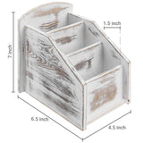 MyGift Whitewashed Wood Remote Control Holder Organizer Caddy with 3 Compartments, TV & Media Remote Storage Box for Living Room MyGift