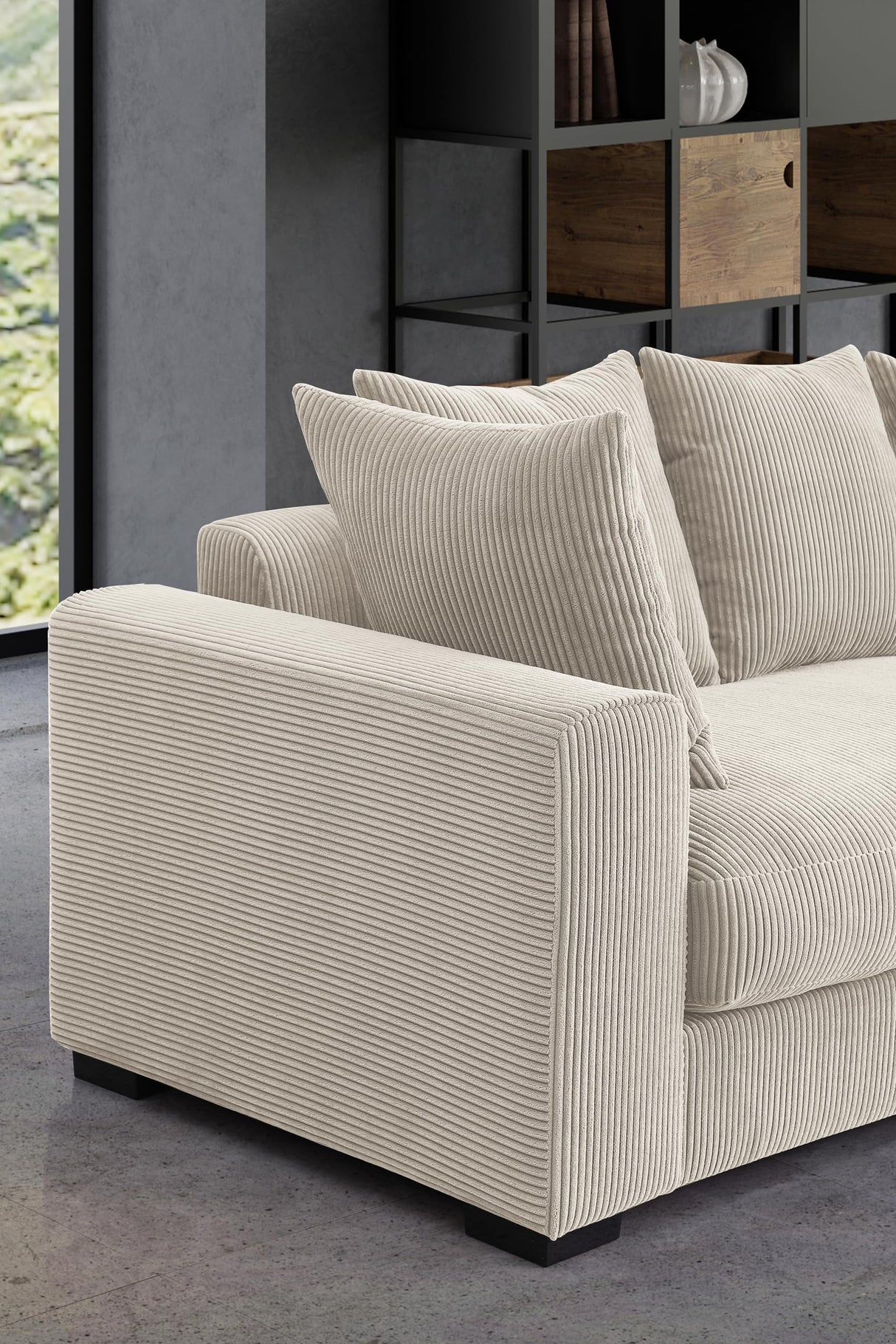 Eafurn L Shaped Corduroy Upholstered Sectional Sofa with Right Facing Chaise,3 - Piece Oversized Lounge Couch Convertible Sleeper Sofabed for Living Room Office Corner Eafurn