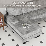 YESHOMY Convertible Sectional Sofa U-Shaped Couch with Soft Modern Cotton Chenille Fabric for Living Room, Oversized Seats with Comfortable Backrest, Gray YESHOMY