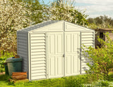 Duramax SidePro 10.5 Ft. x 3 Ft. Vinyl Garden Storage Shed | Made of Fire Retardant PVC Resin, All-Weather, Waterproof Outdoor Solution, Store Bikes, Tools, BBQ, Home Gym | Strong Metal Roof Structure DURAMAX