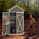 COEWSKE Outdoor Storage Shed, Small Tool Storage Cabinet, Waterproof Weather Resistant Wood Storage House Lockable with Floor for Backyard, Garden, Patio COEWSKE
