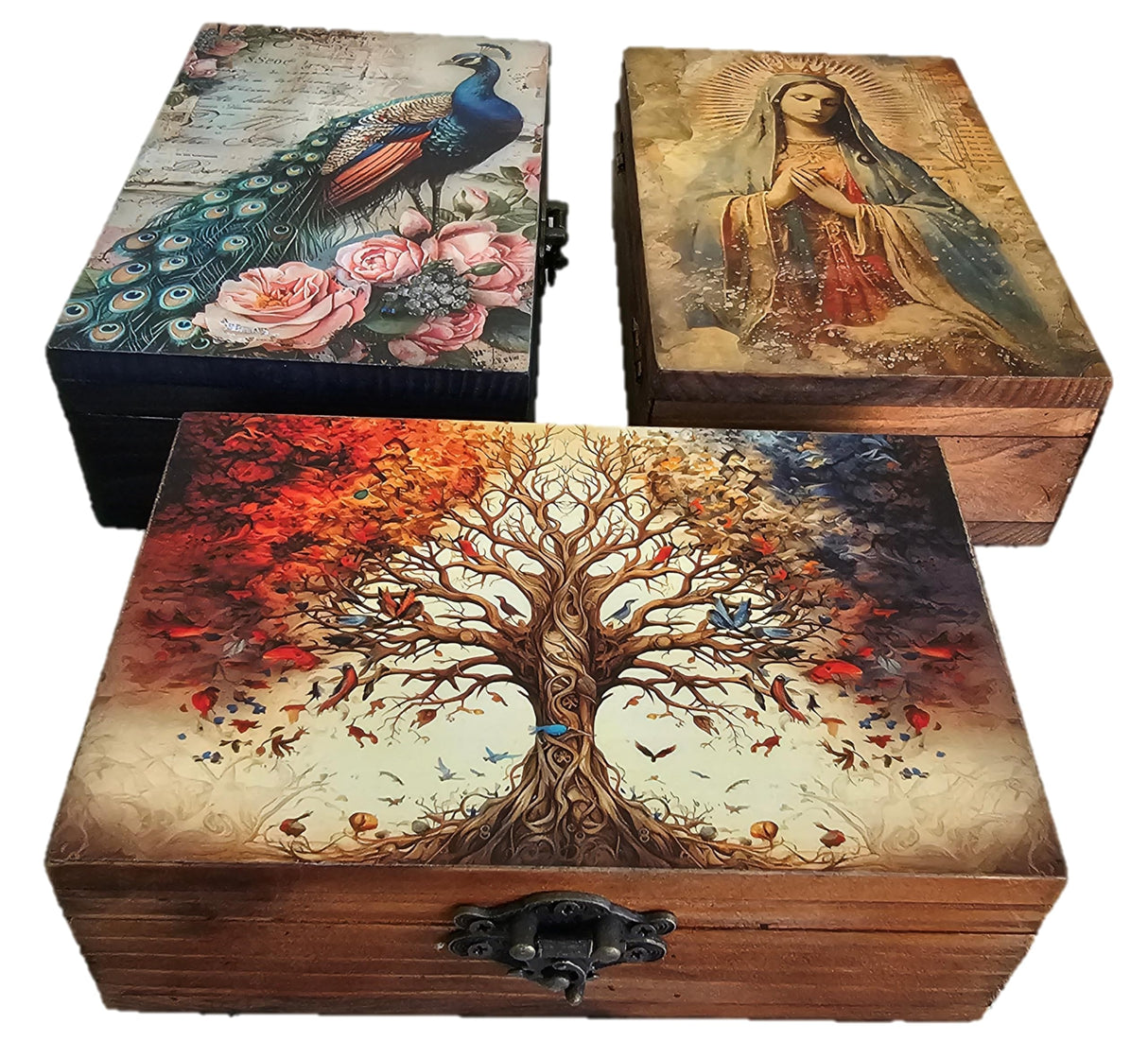 RK Collections Spiritual Tree of Life Wooden Jewelry Box for Keepsake | Trinket Box Case/Holder for Home Decor Gifts | 6.5" x 4.3" x 2.3". (7TOLS) RK Collections
