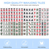 Foldable Automatic Mahjong Table with Wheels 44mm Tiles with 2 Sets of Numbered Tiles (Blue & Green) Suitable for Chinese, Americans, Mahjong Sets for Home & Outdoor Leisure, Gifts For Mahjong Players RISAR