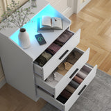 Gyfimoie 3 Drawer Dresser for Bedroom with Power Outlet, White Dresser with LED Light, Modern Dressers with Open Storage Cubby, Chest of Drawers Storage Organizer for Hallway, Living Room (White)… Gyfimoie