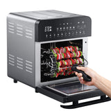 GoWISE USA 14.7-Quart Air Fryer Grill with Dual Heating Elements & Oven with Rotisserie, Dehydrator, Preheat and Broil Functions + 11 Accessories with 2 Recipe Books (Stainless Steel/Black), Ultimate GoWISE USA