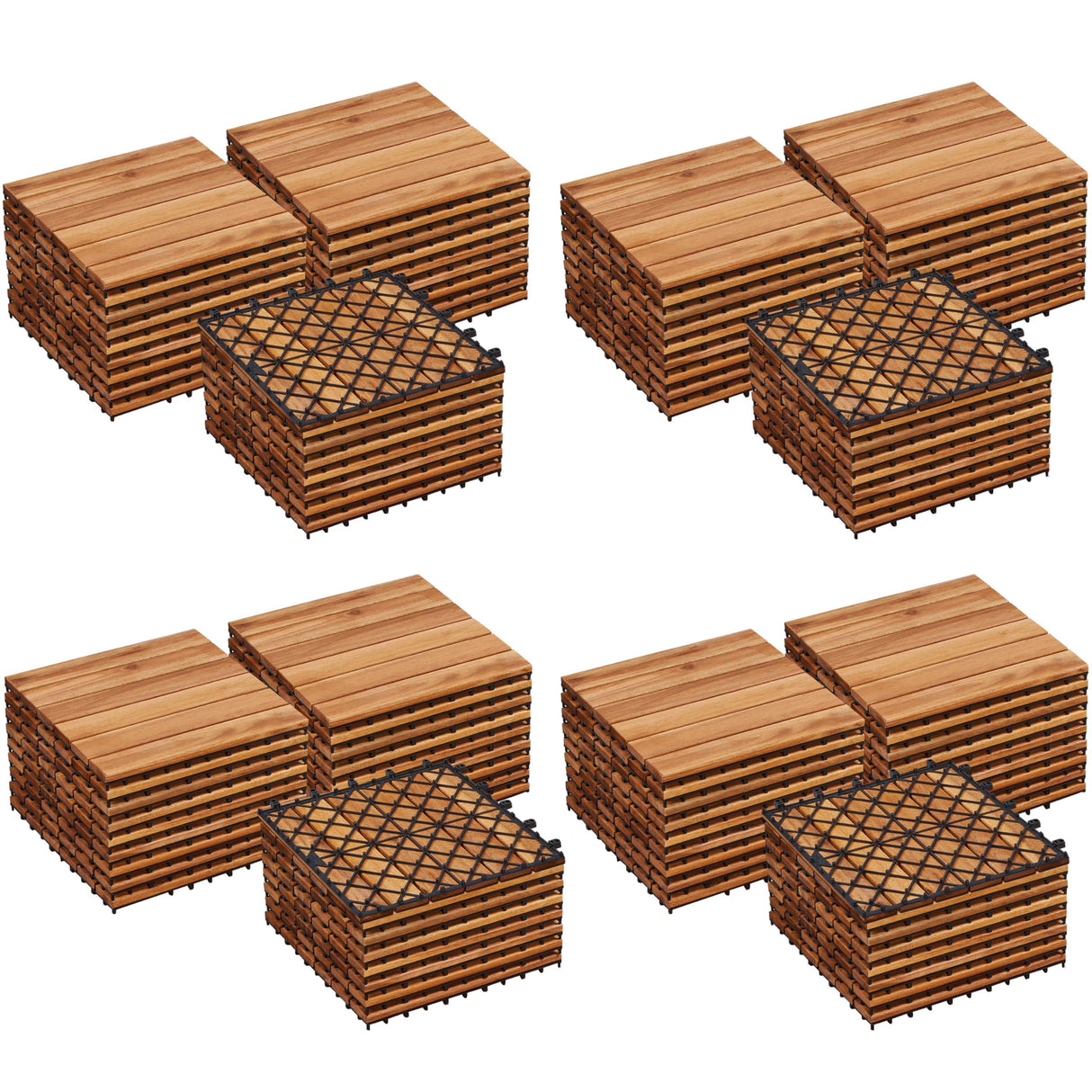 Yaheetech 108PCS Acacia Wood Interlocking Flooring Tiles Waterproof Flooring for Outdoor & Indoor Patio,Balcony,Garden,Poolside,12 × 12 in Yaheetech