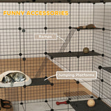 PawHut Cat Cage, 4 x 4 x 4 DIY 4 Tier Cat Enclosure, Detachable Wire Indoor Catio with Hammock, Jumping Platforms, Ramps, Doors, for 1-3 Kittens, 55" L x 55" W x 55" H, Black PawHut