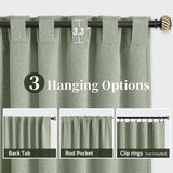 SimpleHome Sage Green Linen 100% Blackout Curtains for Living Room,84 Inch Length Farmhouse Back Tab Textured Curtains for Bedroom,2 Panels,52" W x 84" L SimpleHome