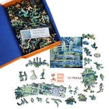 Wooden Jigsaw Puzzle for Adults - Uniquely Shaped Pieces - Made in The USA by FoxSmartBox - 210 Pieces - Water Lilies and Japanese Bridge FoxSmartBox