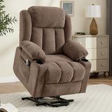 Sfxingyou Power Lift Recliner Chair for Elderly with Massage and Heat, Reclining Sofa Chair with USB & Type-C Ports and Cup Holders, L1288(Brown) Sfxingyou