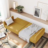 BELLEZE Adjustable Folding Sofa Bed, Upholstered Modern Convertible Futon, Sleeper Sofa for Living Room, Guest Room, Garage - Melrose (Yellow) BELLEZE