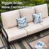 PHI VILLA Wicker & Metal Outdoor Patio Couch,3-Seat Patio Sofa with Deep Seating for Front Porch, Deck, Balcony, Backyard, Sunroom PHI VILLA