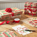 Hallmark Christmas Flat Wrapping Paper Sheets - Recyclable Kraft Gift Wrap Paper (12 Folded Sheets with Sticker Seals) Rustic Red Trucks, White Snowflakes, Merry Christmas Lettering Hallmark