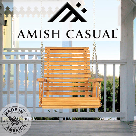 Amish Heavy Duty Roll Back Pressure Treated Swing Chair (Cedar Stain) Amish Casual