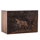 INTAJ Handmade Wooden Cremation Urn for Human Ashes - Deer Engraved Wooden Burial Urns Hand-Crafted - Funeral Cremation Urn for Ashes (Rosewood, XL INTAJ