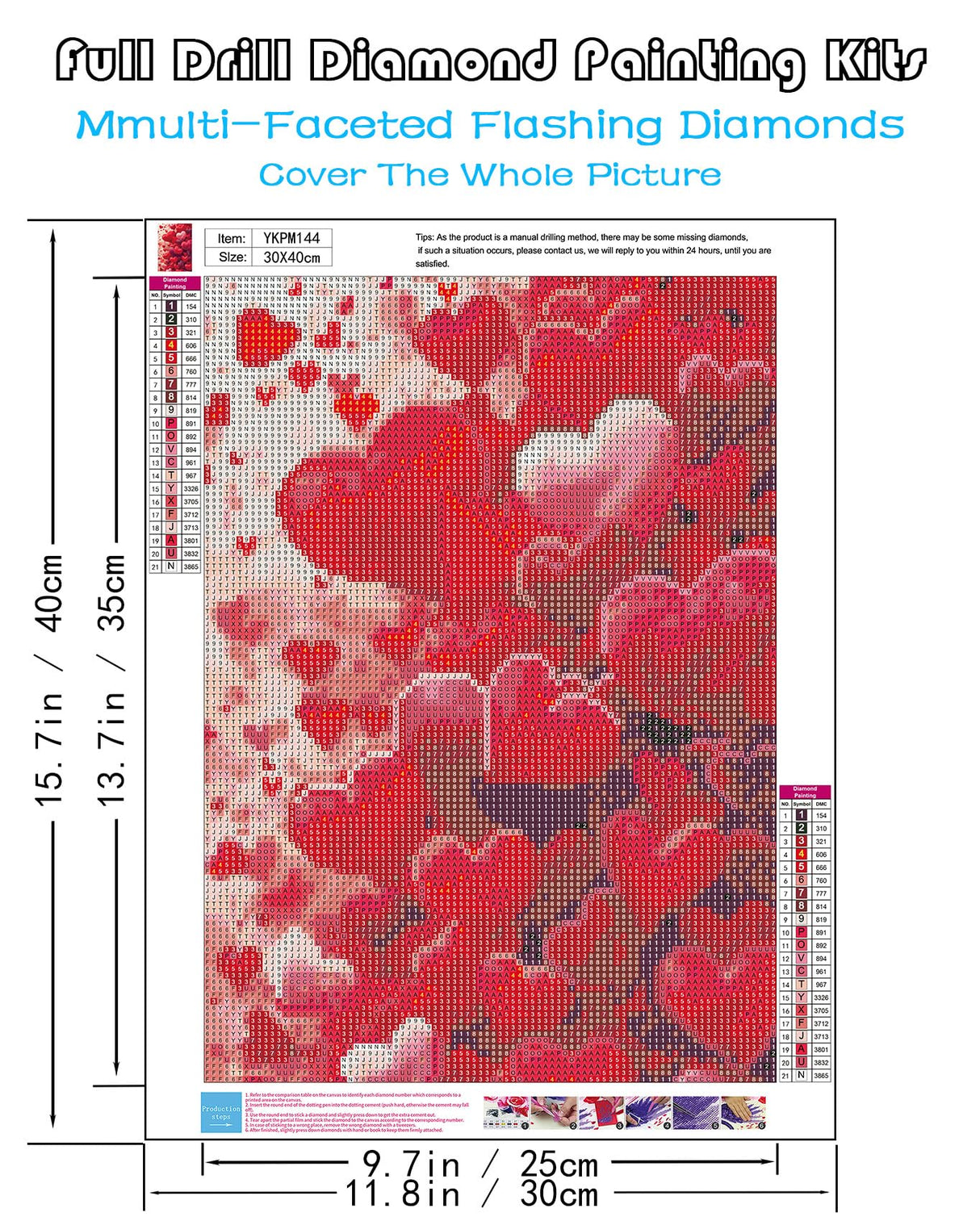 KINPLUB Love Heart Diamond Art Kits for Adults, 5D Diamond Painting Kits for Adults Beginners, DIY Full Round Drill Paint by Diamonds, Home Wall Decor 12x16 Inch KINPLUB
