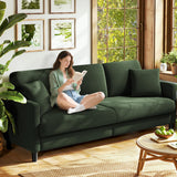 Welzona 83" Sofa Couch, Comfy Couches for Living Room, Teddy Fleece Sofas for Living Room, Tool-Free Setup Loveseat Sofa, All-Wood Love Seat Couches, Small Couch 2 Pillow Included, Green Welzona