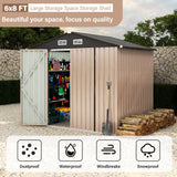 6x8 FT Metal Storage Sheds Outdoor, Metal Yard Sheds Metal Garden Shed Kit, Metal Tool Shed with Lockable Door, Metal Utility Sheds Buildings with Air Vent for Backyard Garden Patio Lawn Reljofum