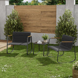 Amopatio Outdoor Table and Chair Set 3 Piece, Patio Rocking Chair, Breathable Textilene Fabric Patio Furniture Set for Porch, Poolside, Deck, Outdoor Terrace, Balcony, Garden,Black Amopatio