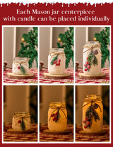 KIVIVO Christmas Centerpieces for Tables, Table Decor with Mason Jar, Flowers, Christmas Winter Table Decorations Centerpieces, Xmas Holiday Center pieces for Tables, Kitchen, Room, Dining Decor KIVIVO