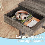 Mexin Small Desk with 2 Wooden Drawers, 40 Inch Home Office Writing Desk, Vanity Desk with Storage, Computer Desk for Bedroom Small Spaces, Desk Table for Office, Kids Study, Makeup, Grey Oak Mexin