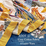 XIBLC Boho Throw Blanket, 100% Cotton Ultra Soft Luxury Throw Rustic Quilt, 60"x80" Floral Bird Butterfly Farmhouse Decor Bed Blankets, All Season Rustic Reversible Bohemian Throw for Bed - Yellow XIBLC