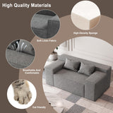 PurrJoys Modern Loveseat, Sofa Couch in a Box, No Assembly Needed, with 2 Pillows, Cat-Scratch Resistant Linen,Small Sofa for for Small Space, Living Room, Bedroom,Grey PurrJoys