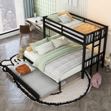 Harper & Bright Designs Twin Over King with Trundle [bunk bed]s Twin Over Twin Pull-Out bunk beds, Solid Wood, No Box Spring Needed (Espresso) Harper & Bright Designs