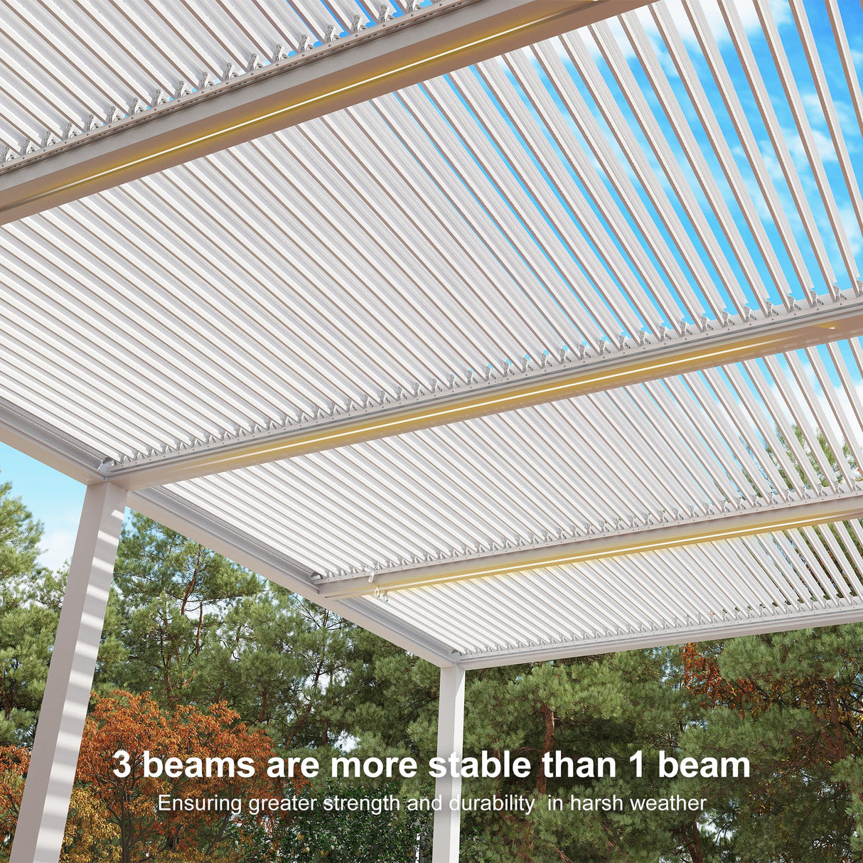 PURPLE LEAF Louvered Pergola 12'x20' Aluminum White Pergola Outdoor Gazebo Modern Shade with Adjustable Rainproof Hardtop for Patio Garden Lawns Backyard PURPLE LEAF