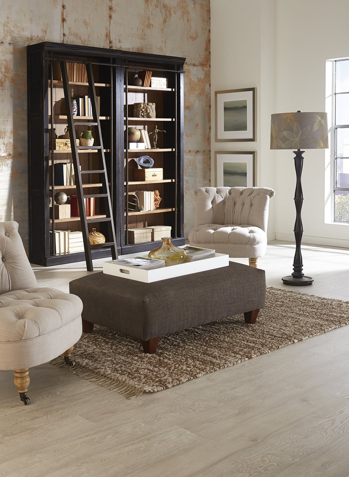 Martin Furniture Fully Assembled Aged Ebony Toulouse 6 Shelves Bookcase, Martin Furniture