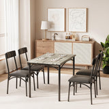 Litake Dining Room Table Set for 4, Kitchen Table Set with PU Upholstered Chairs, Square 5 Pieces Dining Table Set for Small Space, Apartment, Gray Litake