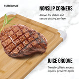 Farberware Nonslip Bamboo Cutting Board with Juice Groove, 11x14 Inch, White Farberware